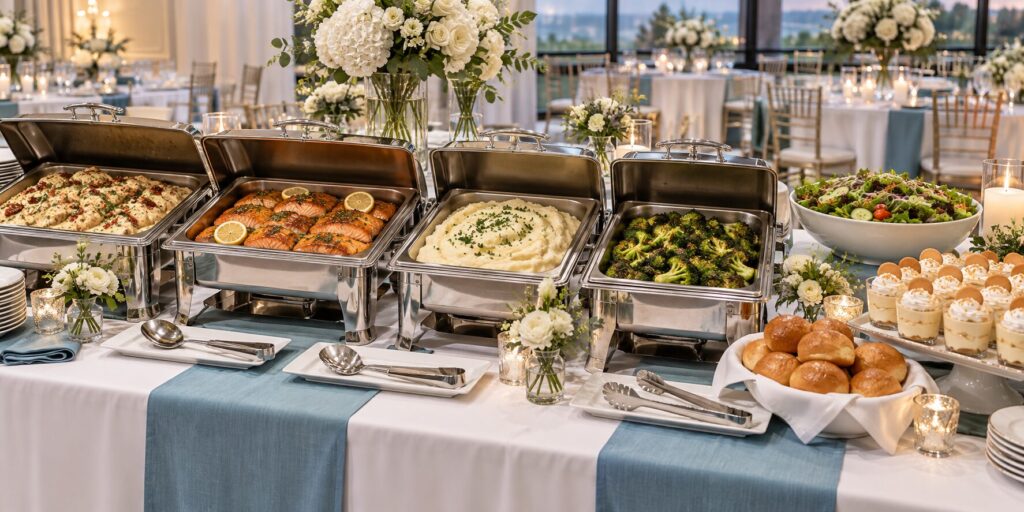 Tuscan chicken, salmon, sides and desserts